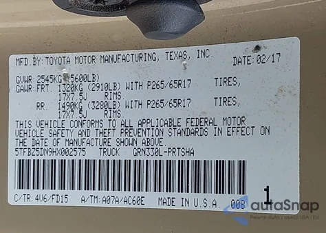 2017 Toyota Tacoma Trd Sport z USA, uszkodzony, nr VIN 5TFBZ5DN9HX002575